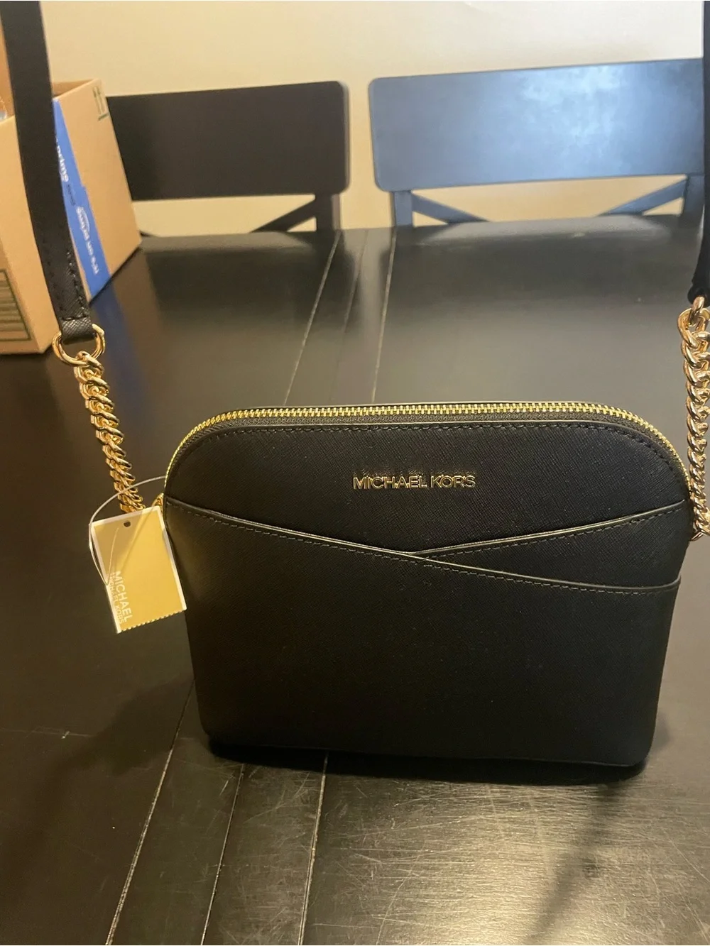 Michael Kors Black Crossbody with Gold Hardware